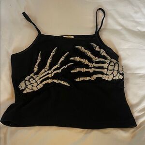 Edgy Skeleton Hand Black Crop Top